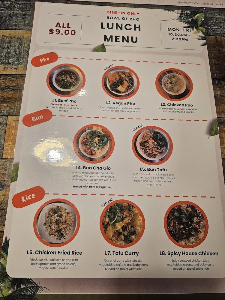 Bowl of Pho Menu image 1