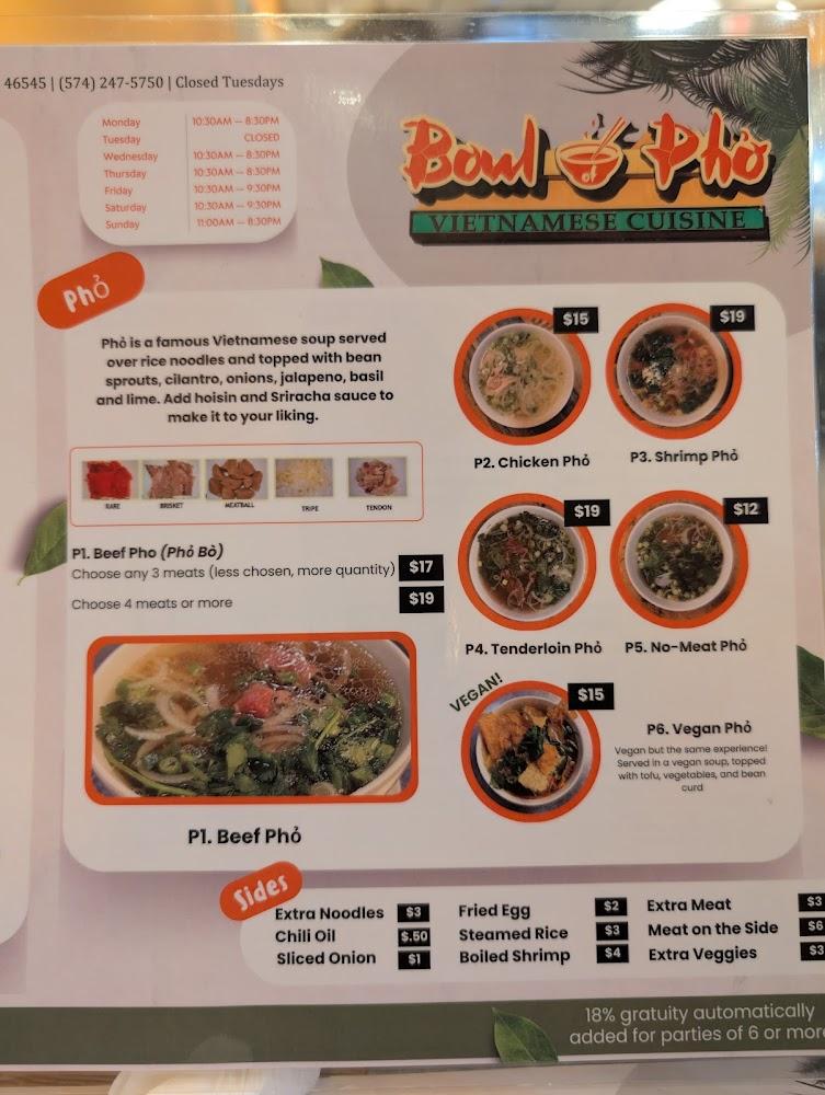 Bowl of Pho Menu image 2